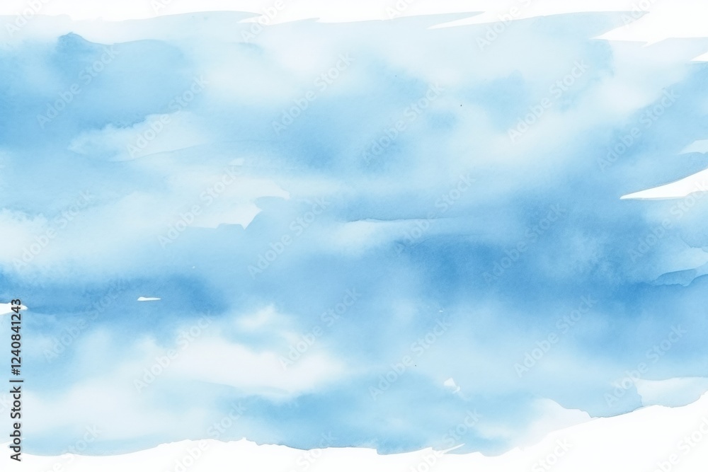 Poster serene watercolor background with soft blue hues and gentle cloud-like patterns creating a calming a