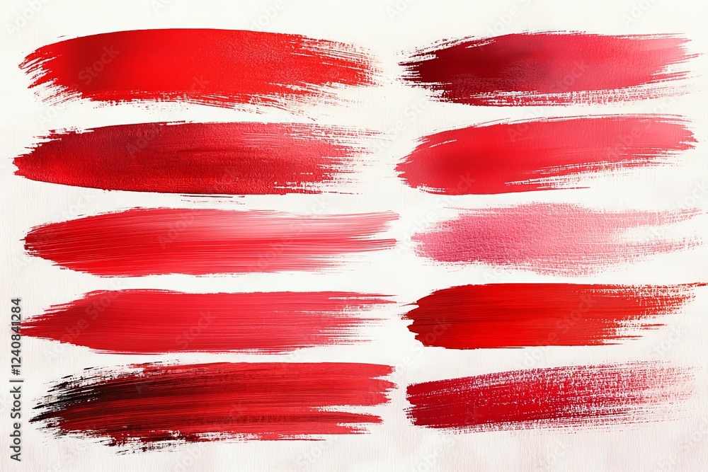Aufkleber different shades of red paint applied on canvas for artistic projects and color exploration