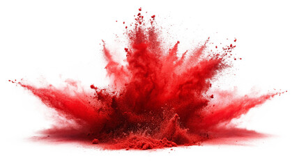 red powder paint splash blast explosion transparent background