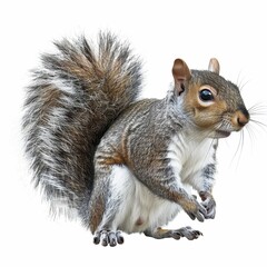 Cute and curious gray squirrel posing