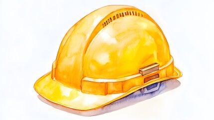 Fototapeta premium Watercolor Painting of a Yellow Hard Hat