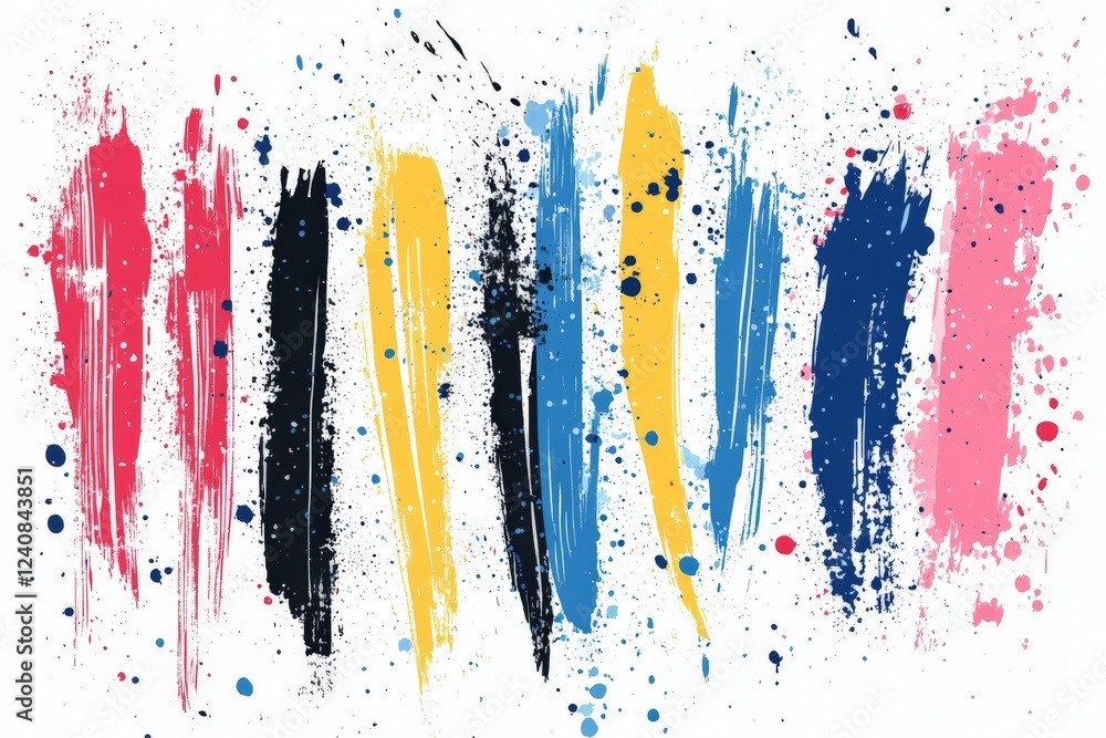 Aufkleber Vibrant abstract art with splashes of color on a white background showcasing creative expression and artistic techniques