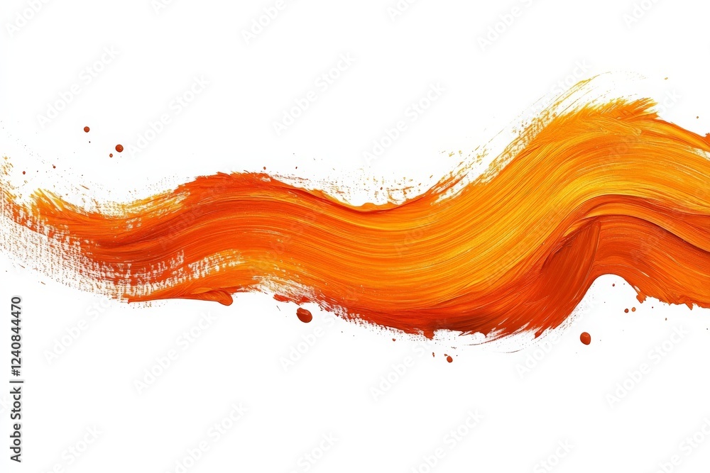 Aufkleber bright orange paint stroke creating a vibrant abstract design on a white canvas background