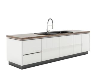 Modern kitchen design with stainless steel sink and countertop, a blend of style functionality