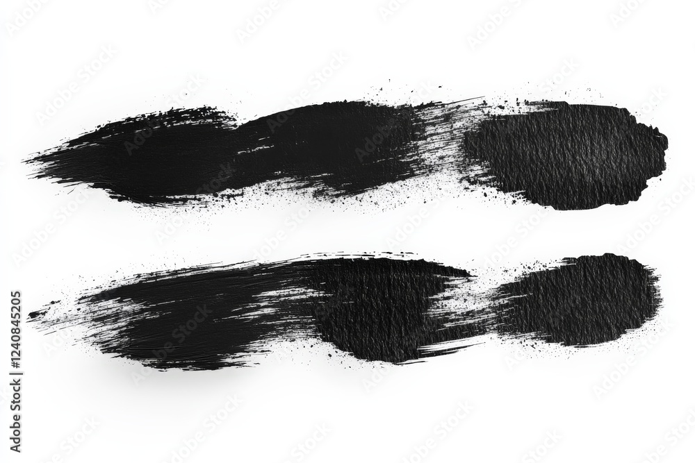Poster Artistic black brush strokes on white background showcasing texture and fluidity in design and creativity