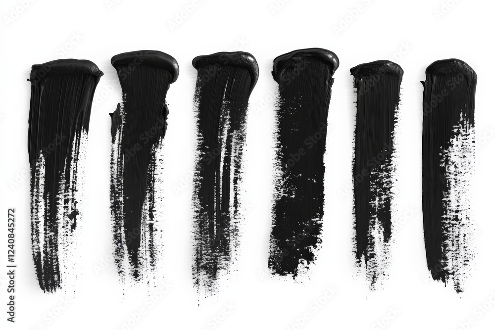 Poster Texture and design created with strokes of black paint on a blank canvas during an art creation process
