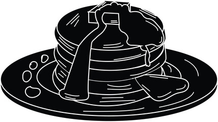 the illustration of delicious pancake with maple syrup on top