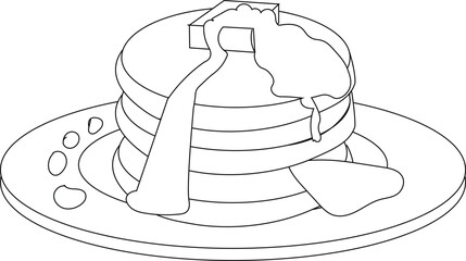 the illustration of delicious pancake with maple syrup on top
