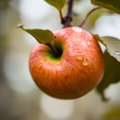 
"Golden Hour Harvest: A Dew-Kissed Apple on the Tree" 🌿🍎✨