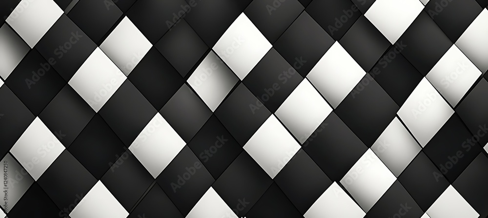 Poster a minimalist black and white backdrop showcasing an abstract pattern of diamond shapes in varying si