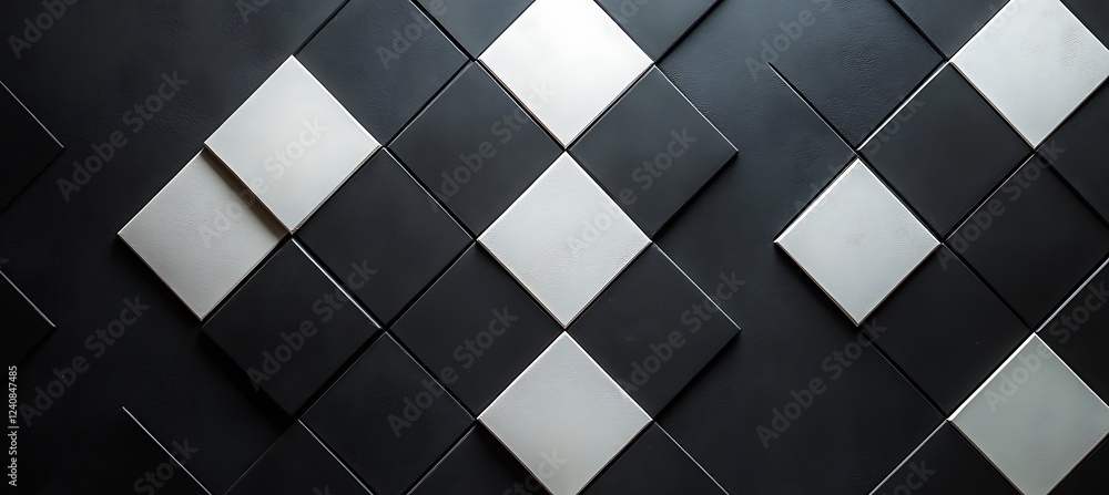 Poster a minimalist black and white backdrop showcasing an abstract pattern of diamond shapes in varying si