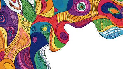 Obraz premium Colorful abstract doodle shapes with vibrant patterns and textures, creating lively and artistic composition. design features mix of colors and forms, inviting creativity