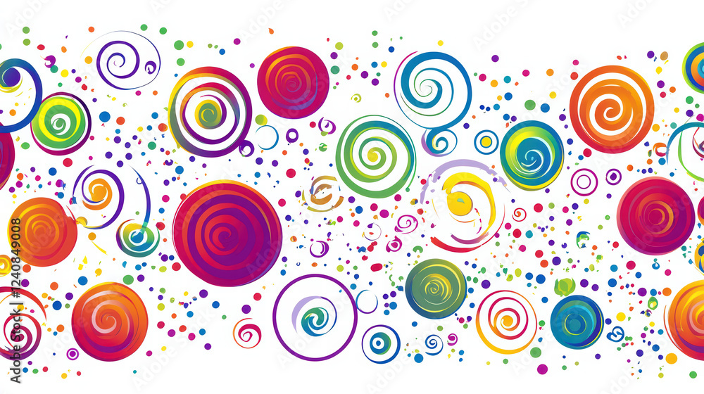 Aufkleber colorful abstract geometric shapes with swirls and dots create vibrant pattern. this lively design f