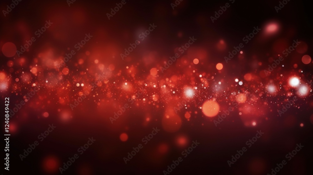Poster abstract red particles glowing with light and energy in a dynamic background for creative design and