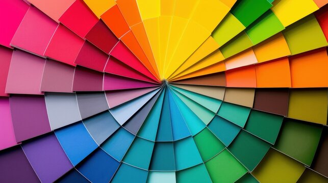 A graphic design of a color wheel with smooth lines and bold, contrasting colors.