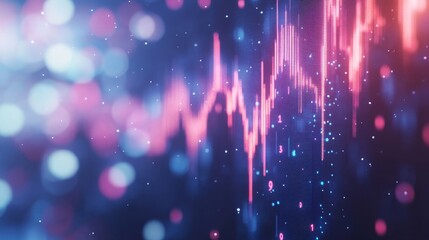 Financial Market Data Chart, Upward Trending Lines, Vibrant Colors, Bokeh Effects, Numerical Values
