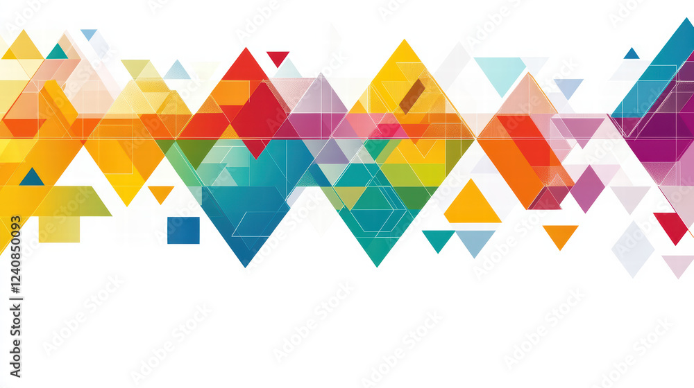 Poster colorful abstract geometric shapes create vibrant grid pattern, showcasing blend of colors and forms