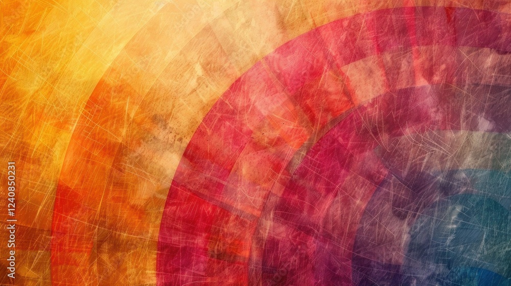 Poster a vibrant, abstract background with a repeating color wheel pattern.