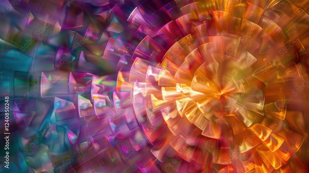 Poster a vibrant, abstract background with a repeating color wheel pattern.