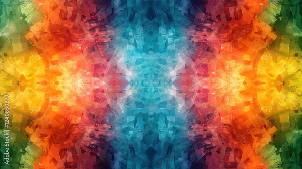 Poster a vibrant, abstract background with a repeating color wheel pattern.