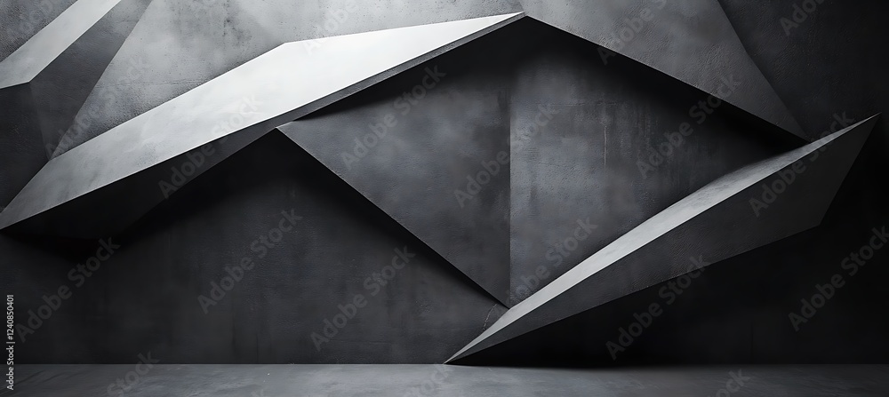 Poster a high-contrast monochromatic backdrop featuring an abstract composition of geometric shapes, creati