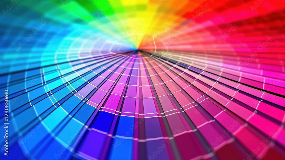 Poster a digital representation of a color wheel on a computer screen with rgb segments.