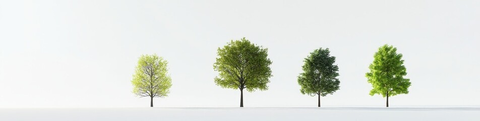Obraz premium Trees stand neatly lined against a pristine white backdrop