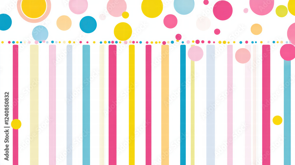 Poster colorful abstract geometric shapes create vibrant grid pattern with circles and stripes, perfect for