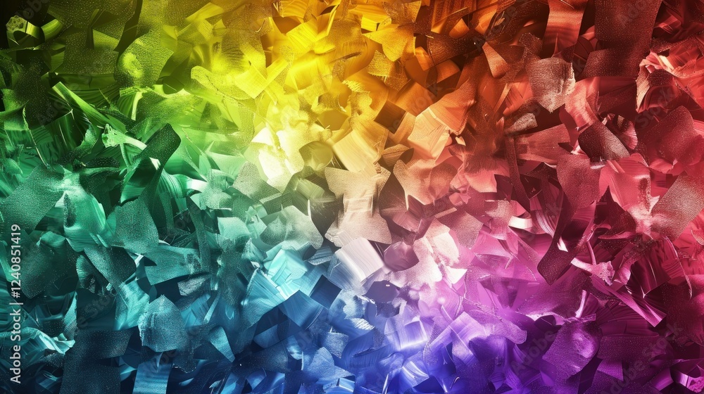 Poster a futuristic abstract color wheel design with scattered hues blending into each other.