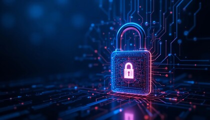 Cyber Security Digital Lock Concept Data Protection Network Security Privacy