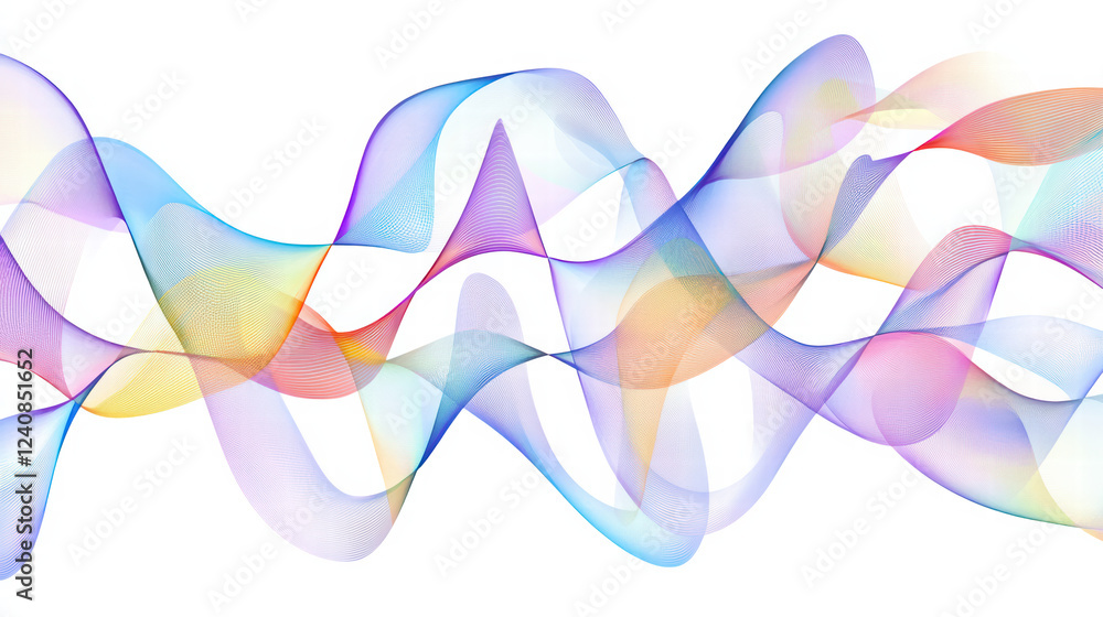 Poster colorful abstract waves create dynamic and fluid pattern, showcasing vibrant hues and smooth transit