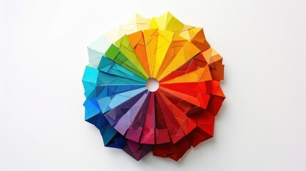 Fototapeta premium A color wheel on a white background, showcasing a variety of bold and bright hues.