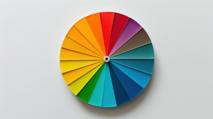 Obraz premium A vibrant color wheel placed neatly on a white surface, with evenly divided sections.