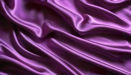 Luxurious Purple Silk Fabric Drapery, Soft Texture, Elegant Waves, Rich Color, Smooth Surface, Deep 