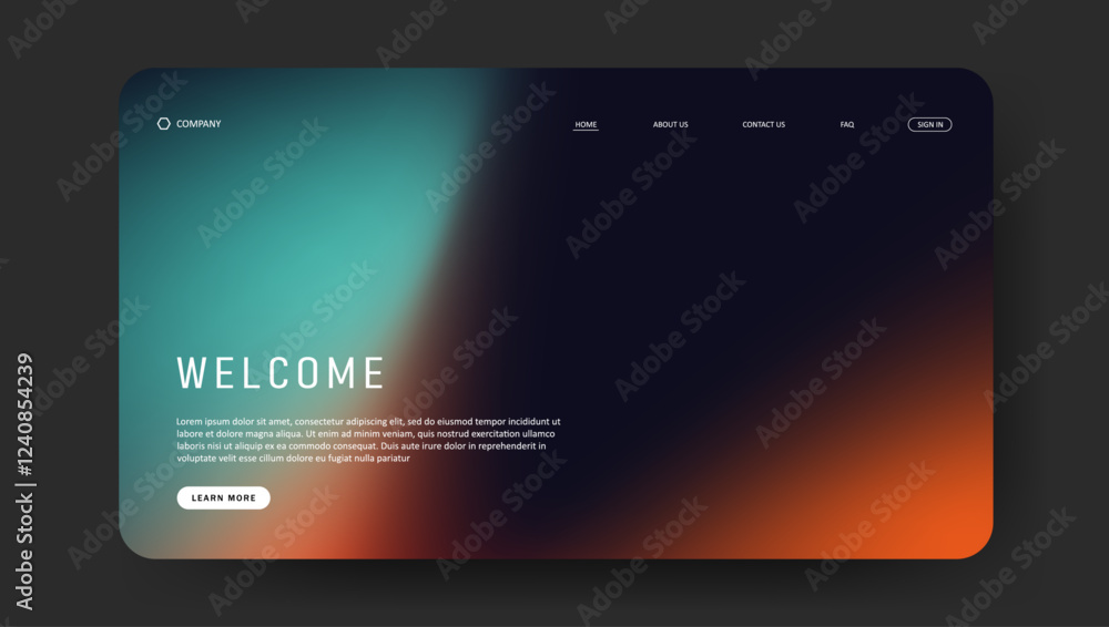 Poster fluid gradient landing page website design