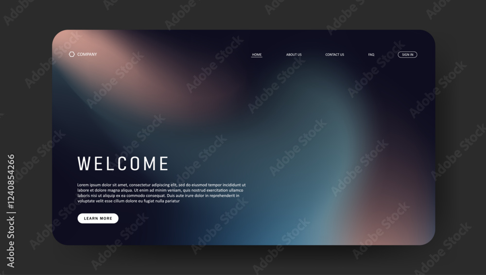 Poster fluid gradient landing page website design