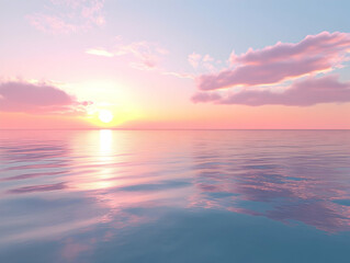 Beautiful sunset over calm waters reflecting pastel colors in the sky