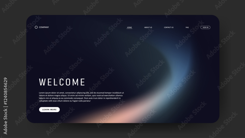Poster fluid gradient landing page website design
