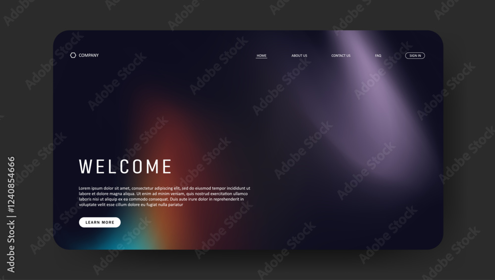 Poster fluid gradient landing page website design