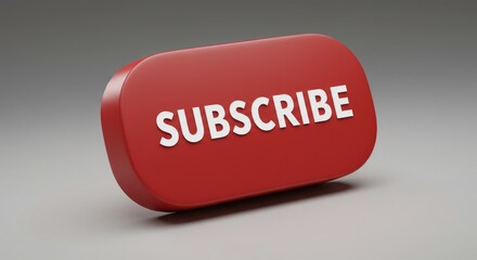 Red Subscribe Button Three Dimensional Render