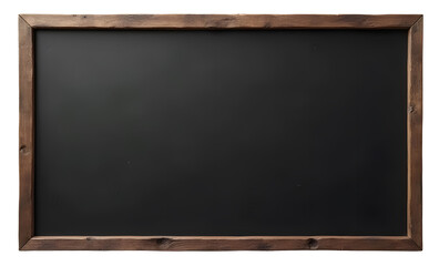A wooden framed blackboard sign with a clean, blank surface ready for writing. Perfect for cafes, restaurants, or shops. Isolated on transparent background,
