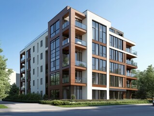 Fototapeta premium An artists view of a large apartment building with many windows