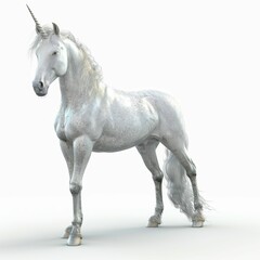 Naklejka premium Majestic white unicorn standing gracefully.