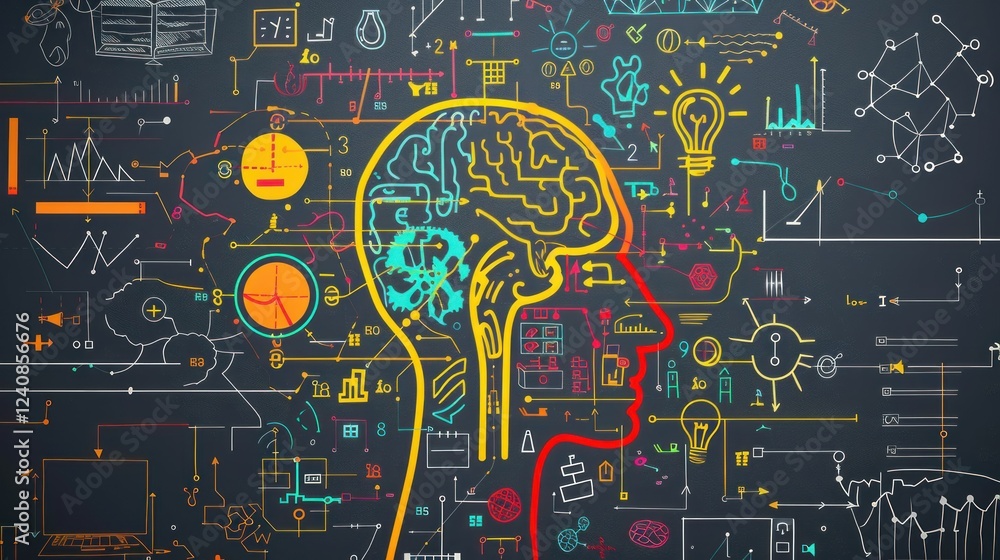 Poster abstract concept of innovation and technology in a creative workspace.