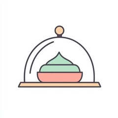 Fototapeta premium Guacamole served under cloche, restaurant menu icon