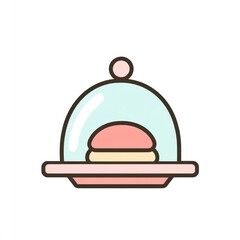 Fototapeta premium Covered pastry on plate, dessert, sweet treat, food icon, white background, website, app