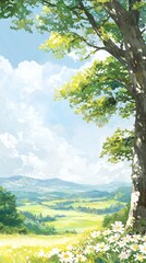 Serene Summer Landscape: A Pastoral Vista