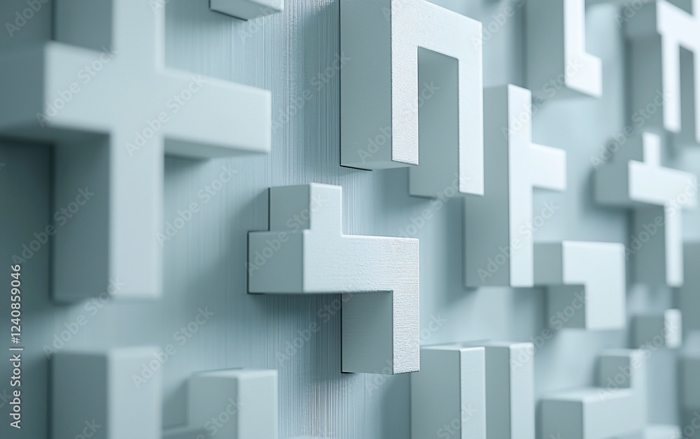 Poster abstract 3d puzzle shapes wall background texture