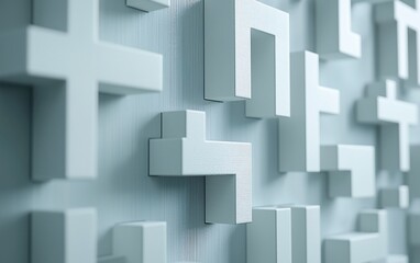 Fototapeta premium Abstract 3D puzzle shapes wall background texture