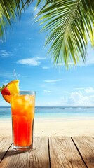Tropical Beach Cocktail: Relaxing Summer Drink by the Ocean
